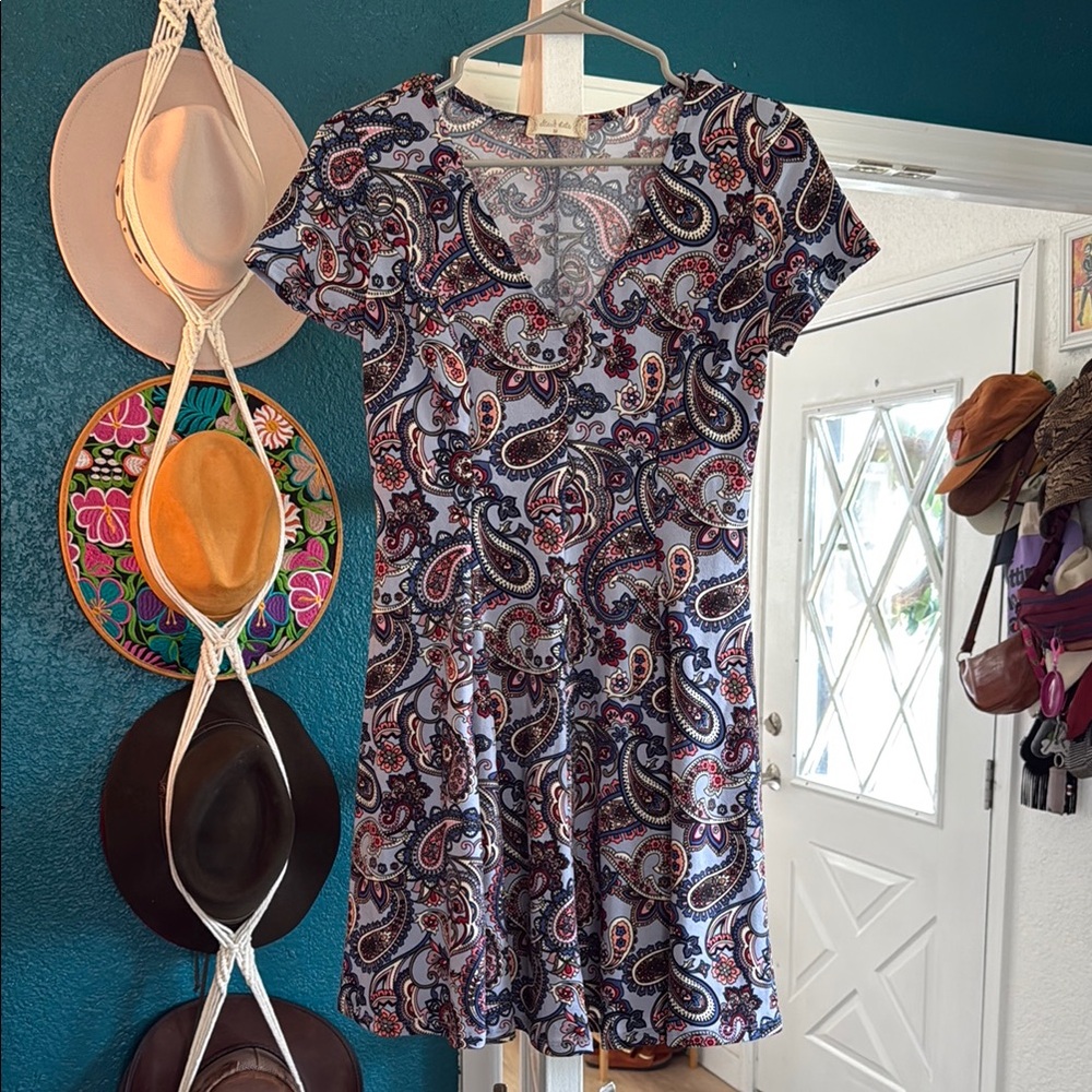 Altar'd State Purple Gray Fit and Flare Mini Dress